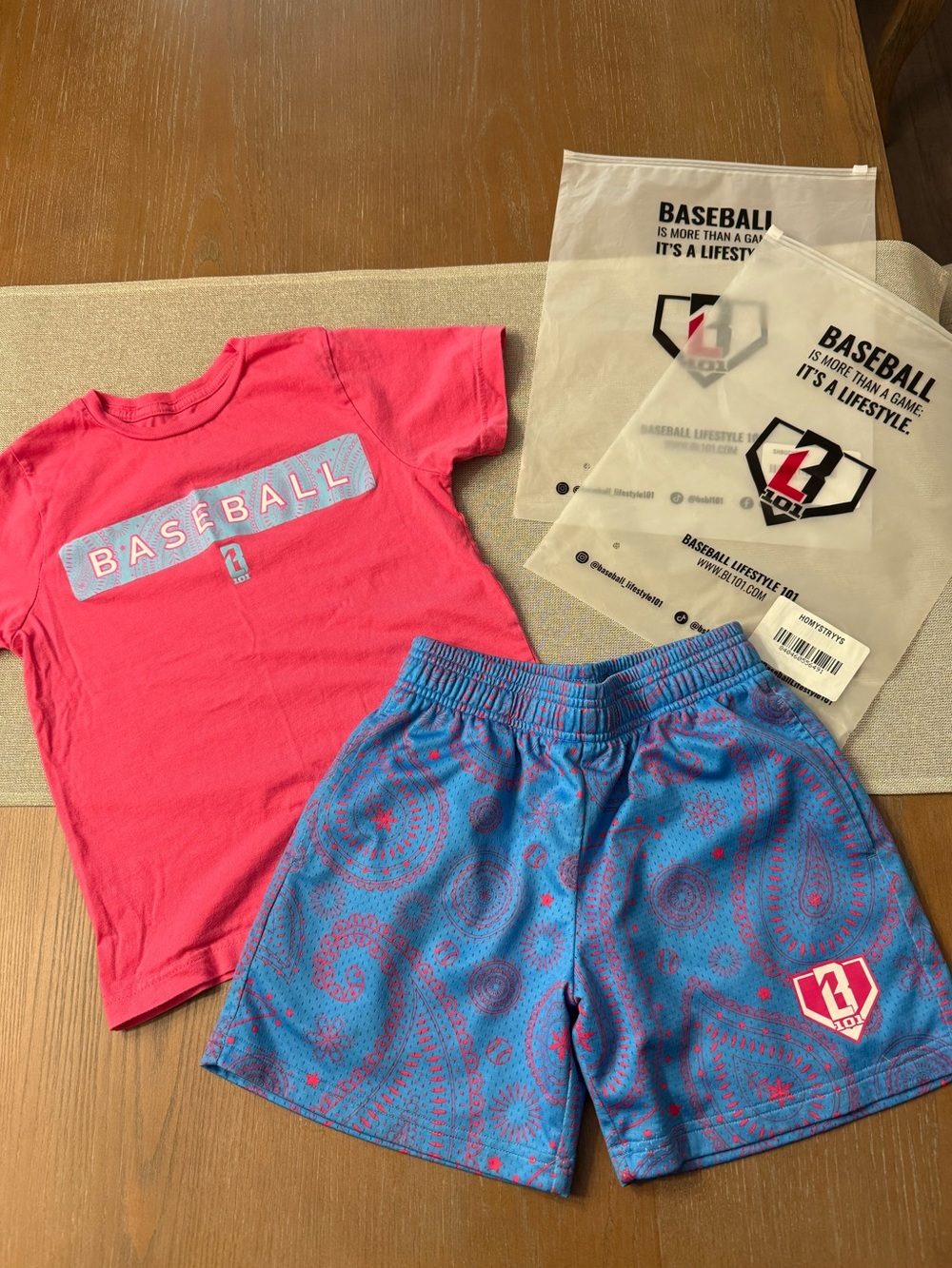 Baseball Lifestyle 101 YS Graphic Tee & Mesh Paisley Shorts Set